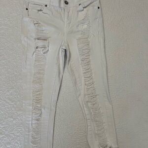 New York & Company White Distressed Skinny Jeans